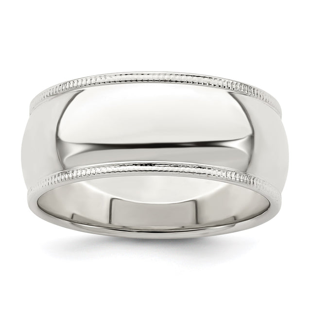 Sterling Silver Milgrain, Domed wedding band ring
