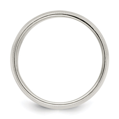 Sterling Silver Milgrain, Domed wedding band ring alternate angle