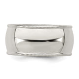 Sterling Silver Milgrain, Domed wedding band ring detail view
