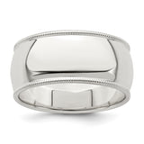 Sterling Silver Milgrain, Domed wedding band ring