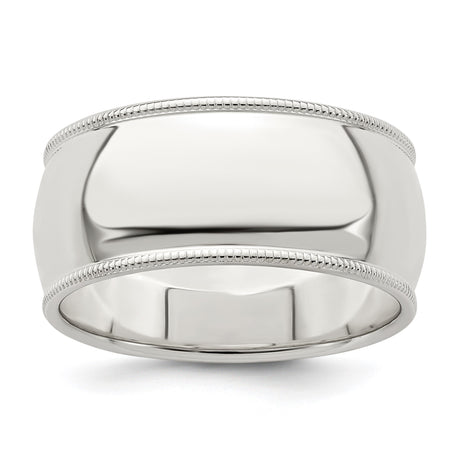 Sterling Silver Milgrain, Domed wedding band ring