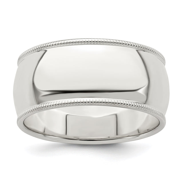 Sterling Silver Milgrain, Domed wedding band ring