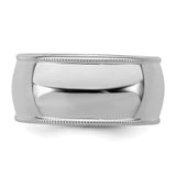 Sterling Silver Milgrain, Domed wedding band ring detail view