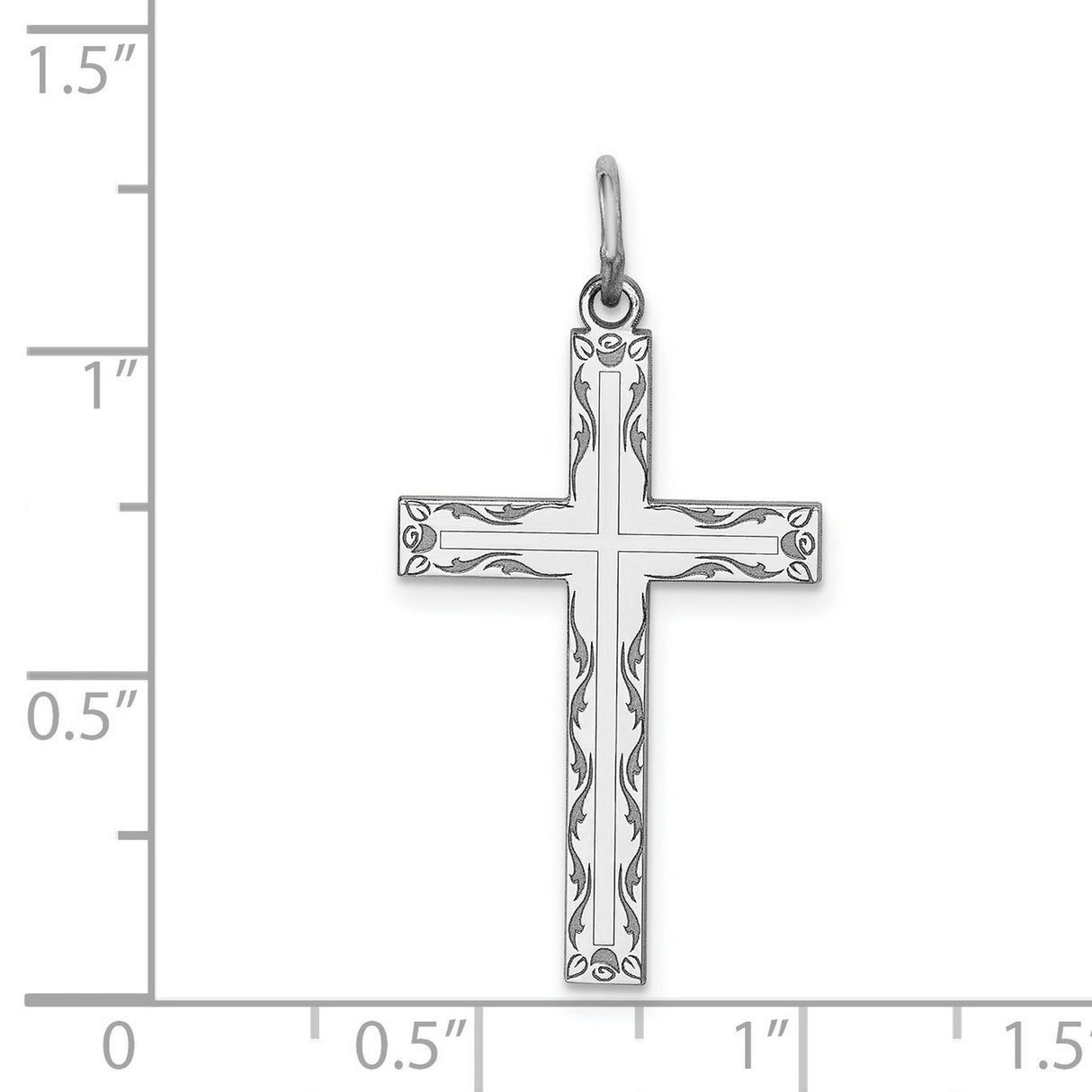 Laser Designed Cross Charm Pendant in Real 925 Sterling Silver