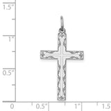 Laser Designed Cross Charm Pendant in Real 925 Sterling Silver