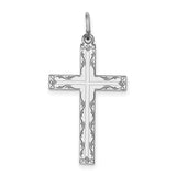 Laser Designed Cross Charm Pendant in Real 925 Sterling Silver