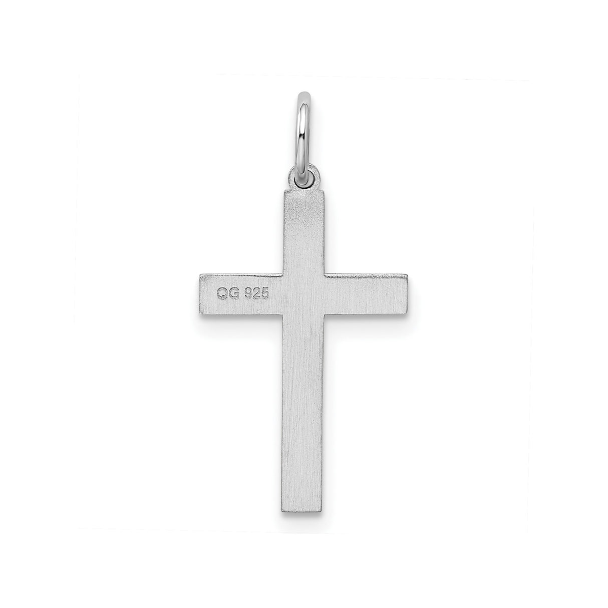 Sterling Silver Latin Cross Pendant with Etched Scrollwork and Mirror Finish for Men and Women