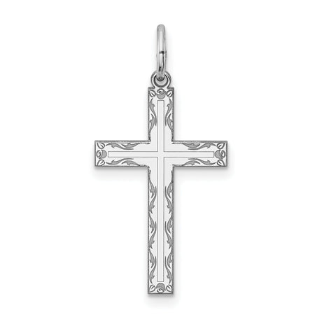 Laser Designed Cross Charm Pendant in Real 925 Sterling Silver