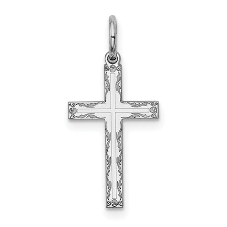 Laser Designed Cross Charm Pendant in Real 925 Sterling Silver