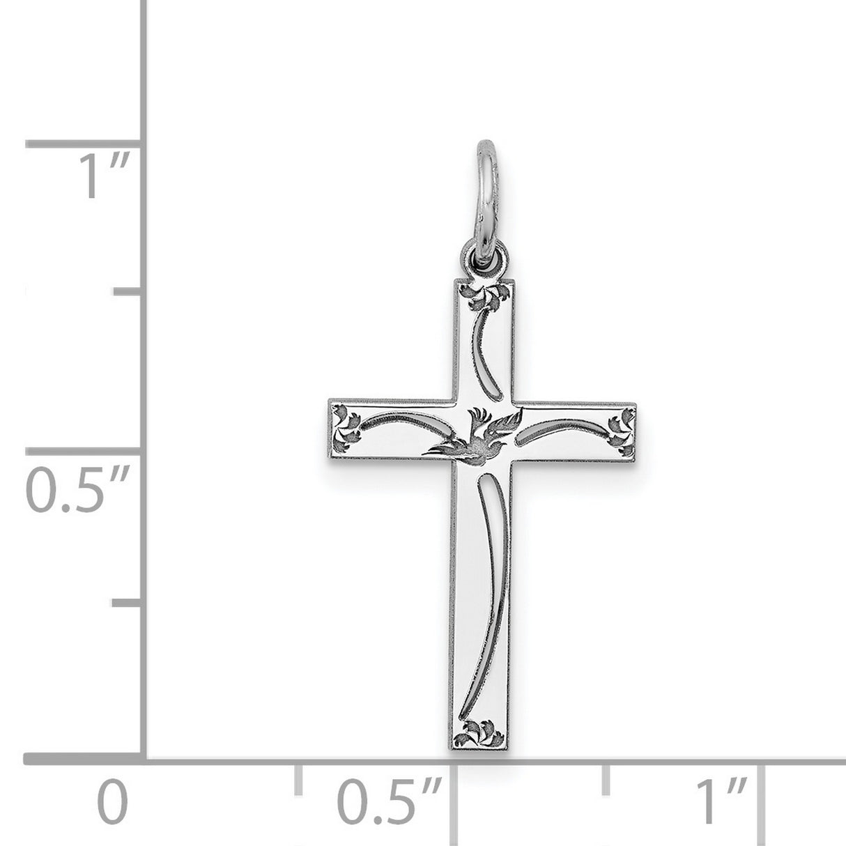 Laser Designed Cross Charm Pendant in Real 925 Sterling Silver