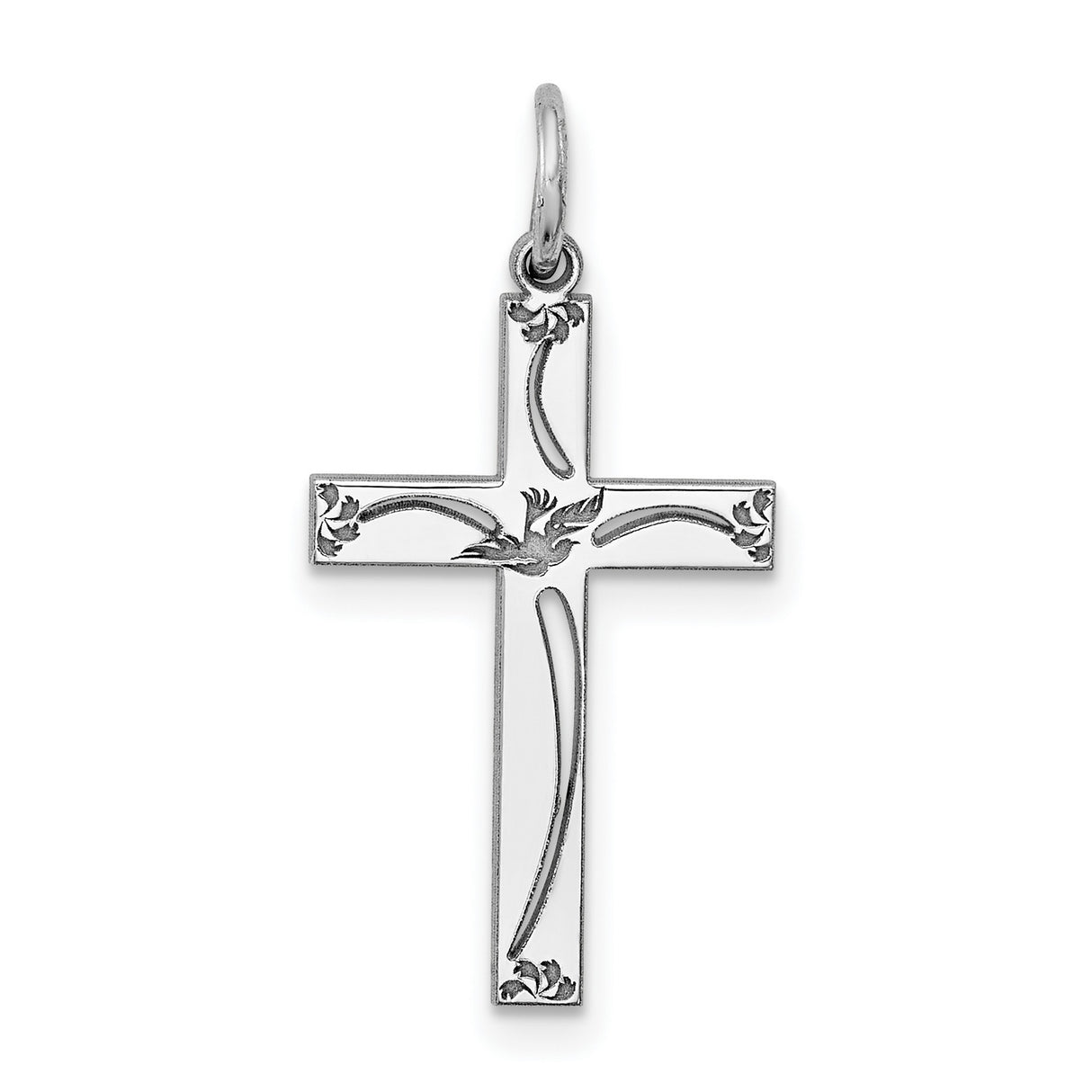 Laser Designed Cross Charm Pendant in Real 925 Sterling Silver