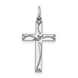 Laser Designed Cross Charm Pendant in Real 925 Sterling Silver