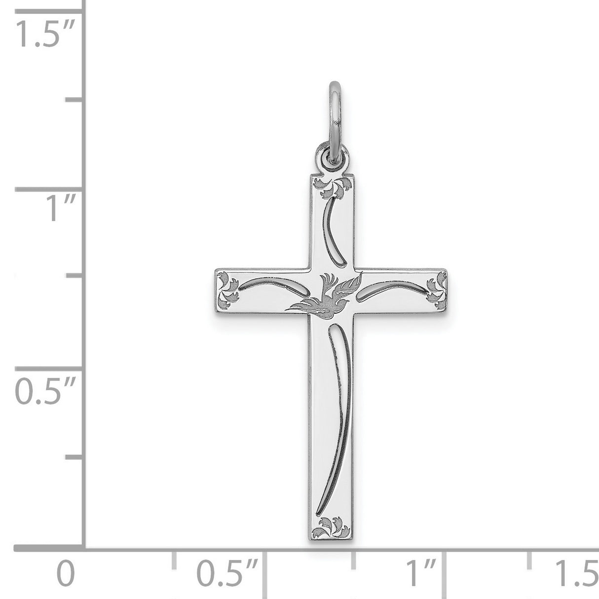 Laser Designed Cross Charm Pendant in Real 925 Sterling Silver