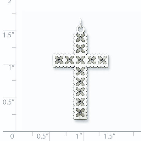 Laser Designed Cross Charm Pendant in Real 925 Sterling Silver