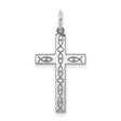 Latin Cross With Several Ichthys And Eye Charm Pendant in Real 925 Sterling Silver