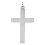 Sterling Silver Cross Pendant with Beveled Edge and Brushed Finish for Men and Women