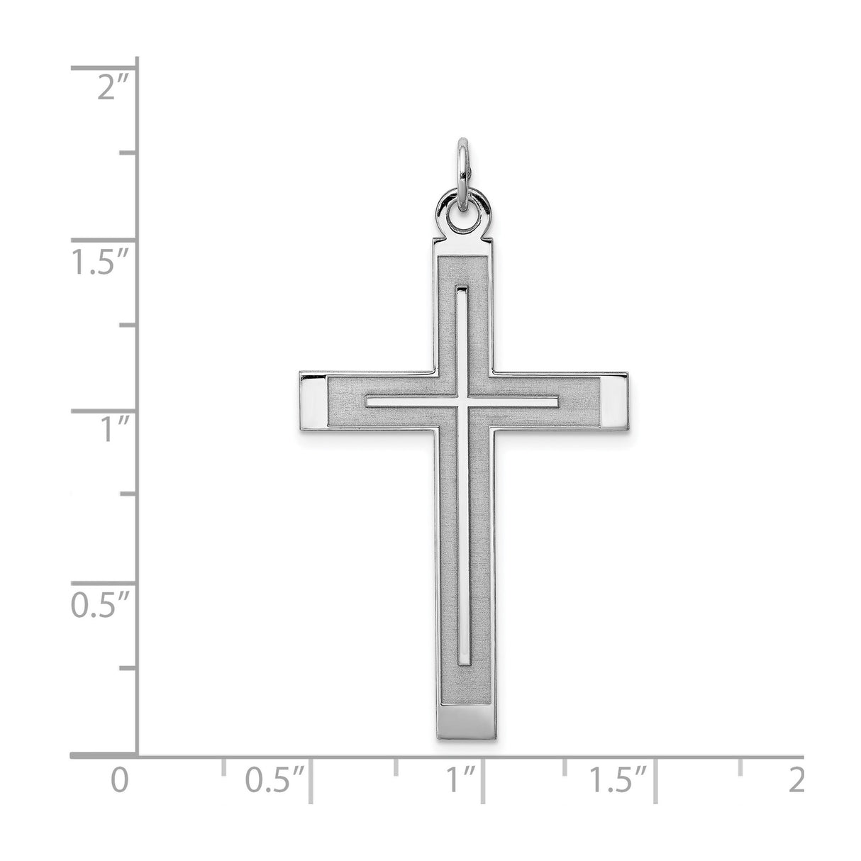 Sterling Silver Cross Pendant with Beveled Edge and Brushed Finish for Men and Women