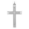 Sterling Silver Cross Pendant with Beveled Edge and Brushed Finish for Men and Women