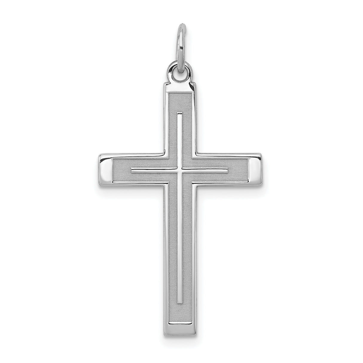 Laser Designed Cross Charm Pendant in Real 925 Sterling Silver