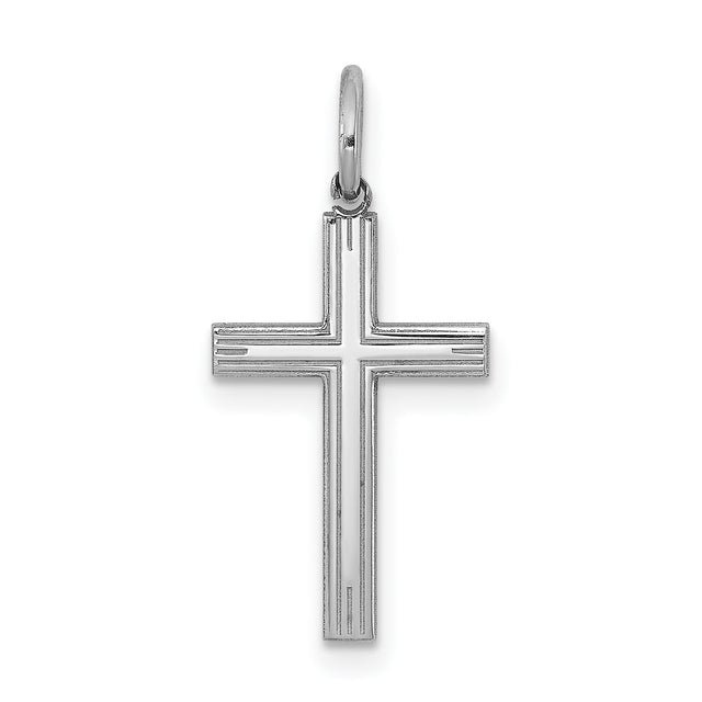 Laser Designed Cross Charm Pendant in Real 925 Sterling Silver