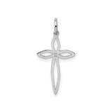 Sterling Silver Cross Pendant with Open Floral Design for Men and Women