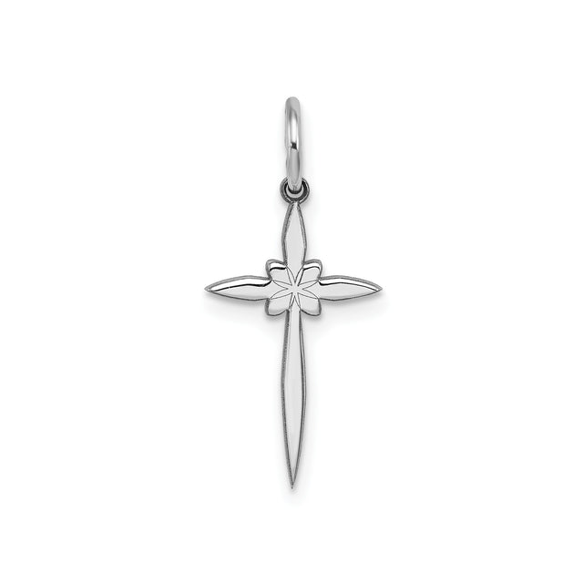 Sterling Silver Cross Pendant with Floral Motif and Geometric Design for Men and Women