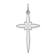 Sterling Silver Cross Pendant with Floral Detail and Polished Finish, Unisex Spiritual Jewelry
