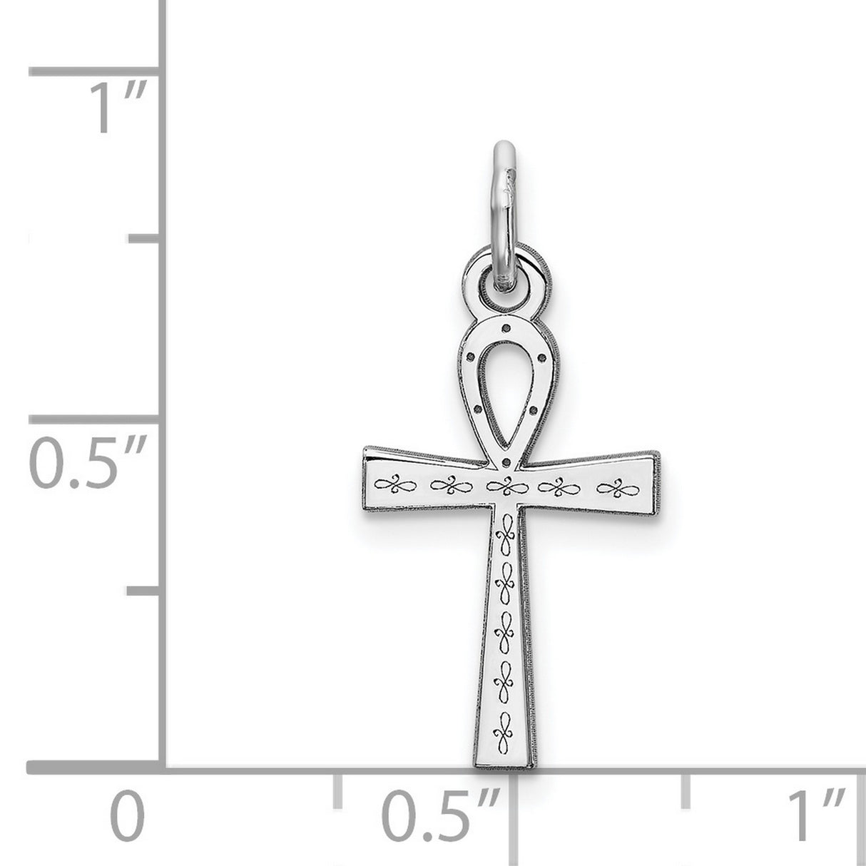 Ankh Cross With Embellishments Charm Pendant in Real 925 Sterling Silver