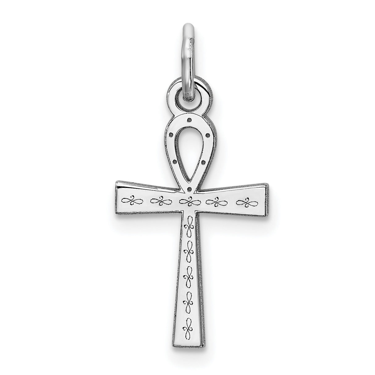 Ankh Cross With Embellishments Charm Pendant in Real 925 Sterling Silver