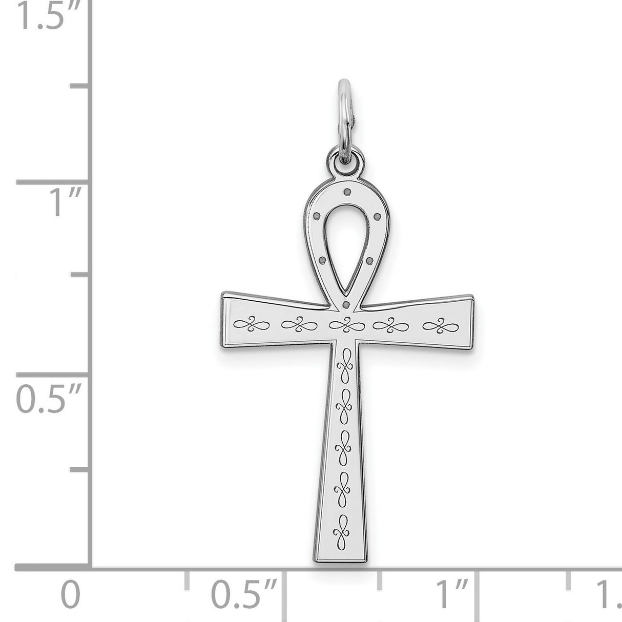 Ankh Cross With Embellishments Charm Pendant in Real 925 Sterling Silver