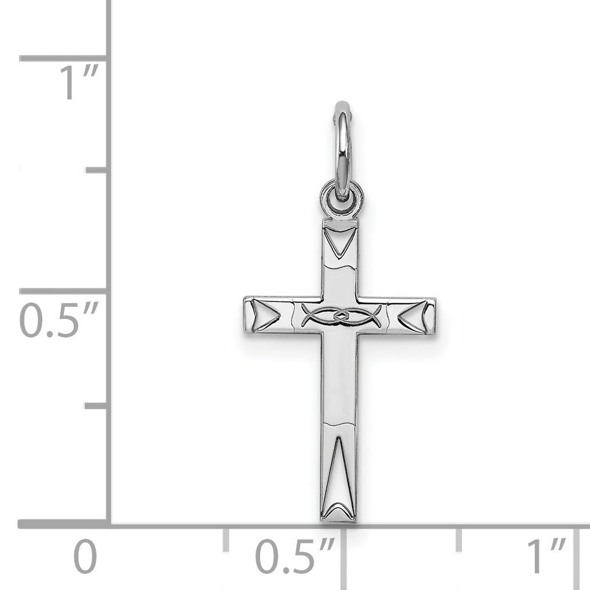 Latin Cross With Intersecting Ichthys Charm Pendant in Real 925 Sterling Silver