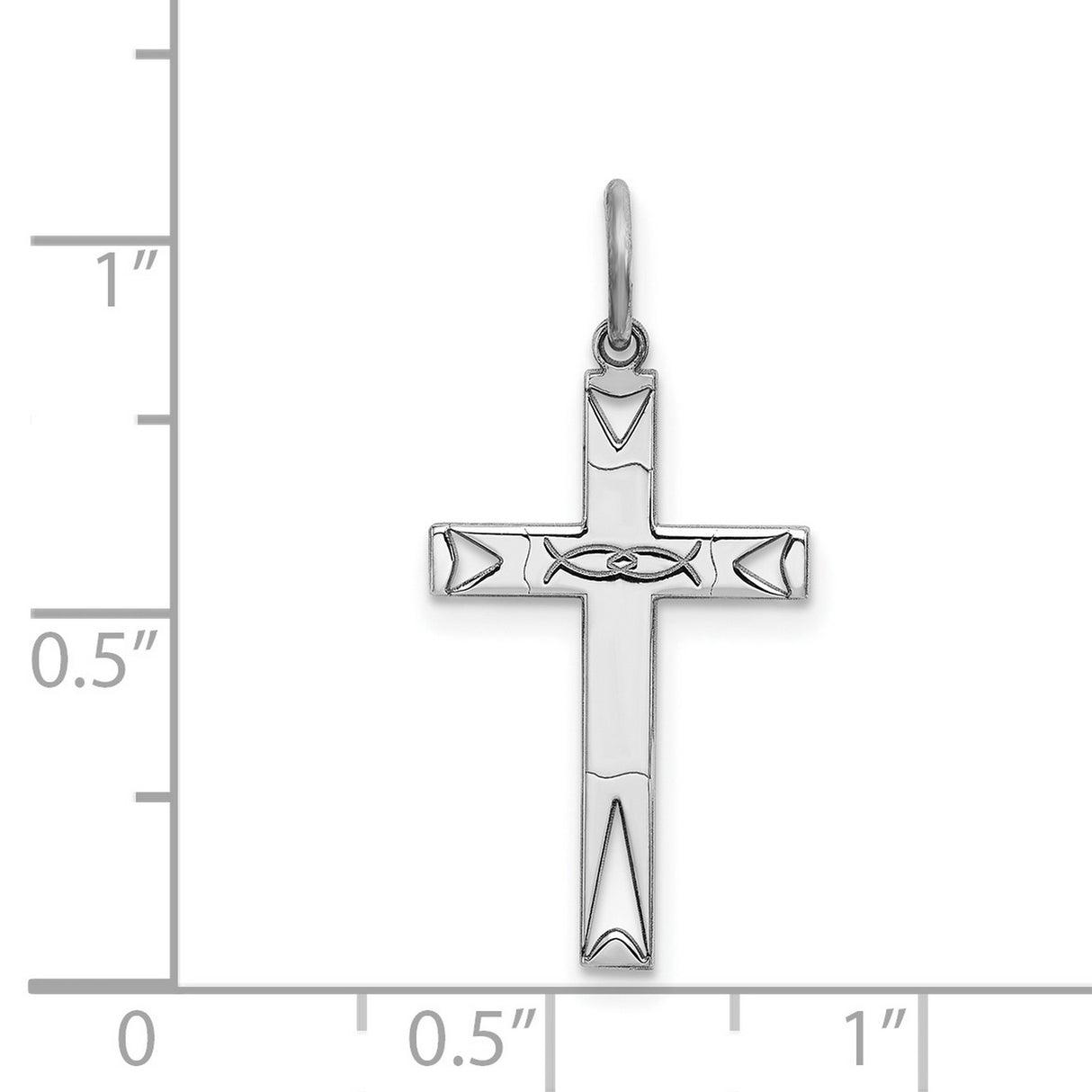 Latin Cross With Intersecting Ichthys Charm Pendant in Real 925 Sterling Silver