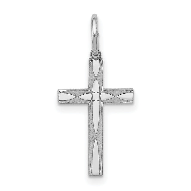 Laser Designed Cross Charm Pendant in Real 925 Sterling Silver