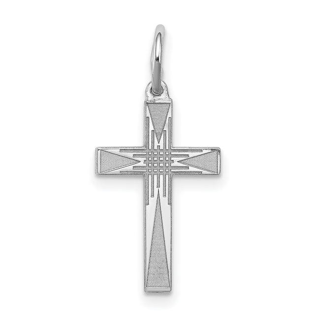 Laser Designed Cross Charm Pendant in Real 925 Sterling Silver