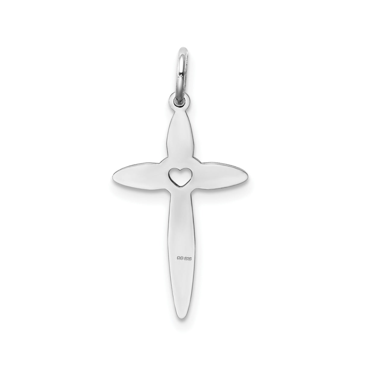 Sterling Silver Cross Pendant with Open Heart Design, Latin Religious Symbol for Men and Women