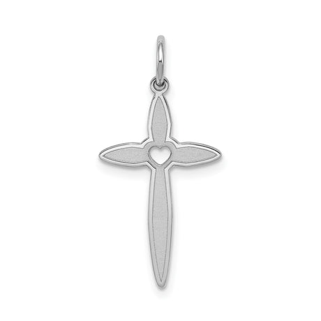 Sterling Silver Cross Pendant with Open Heart Design, Latin Religious Symbol for Men and Women
