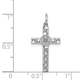 Laser Designed Cross Charm Pendant in Real 925 Sterling Silver