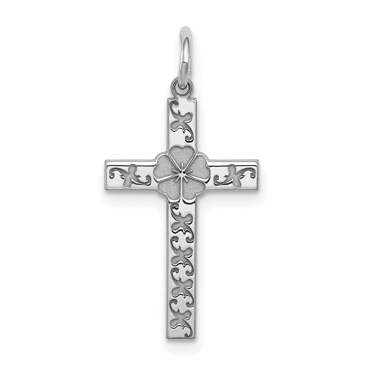 Laser Designed Cross Charm Pendant in Real 925 Sterling Silver