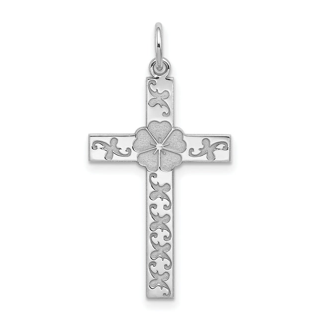 Laser Designed Cross Charm Pendant in Real 925 Sterling Silver