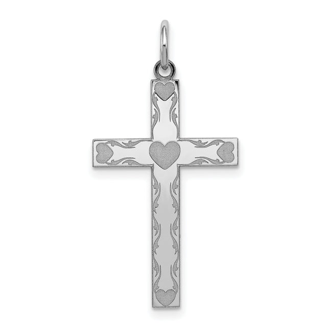 Laser Designed Cross Charm Pendant in Real 925 Sterling Silver