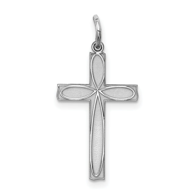 Laser Designed Cross Charm Pendant in Real 925 Sterling Silver