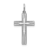 Laser Designed Cross Charm Pendant in Real 925 Sterling Silver