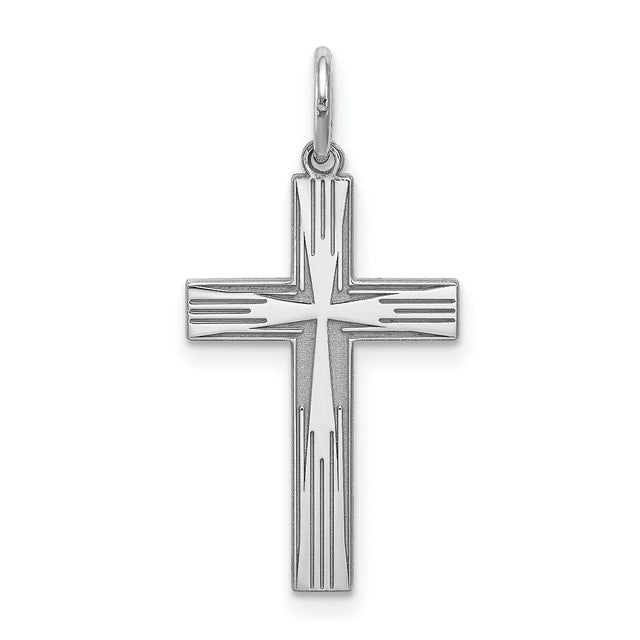 Laser Designed Cross Charm Pendant in Real 925 Sterling Silver