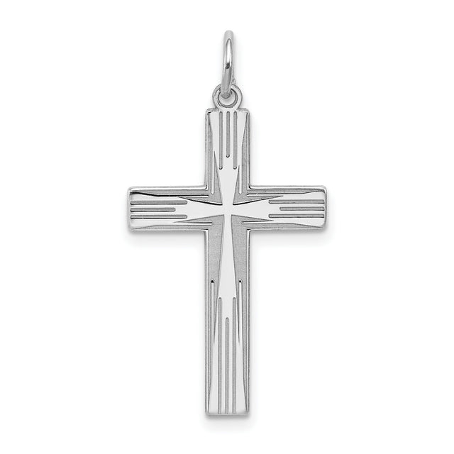 Laser Designed Cross Charm Pendant in Real 925 Sterling Silver