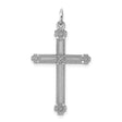 Sterling Silver Cross Pendant with Floral Accents and Textured Details for Women
