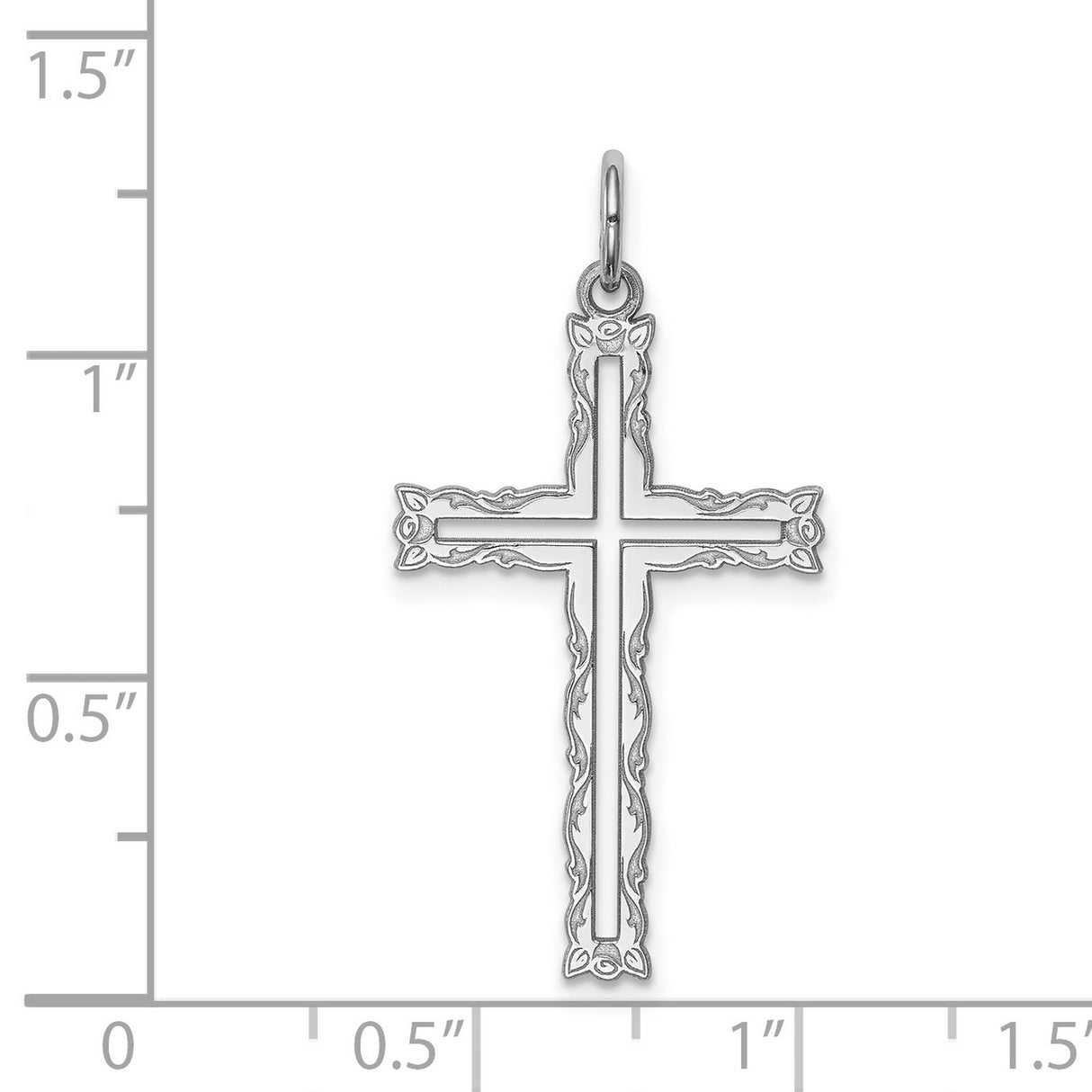 Laser Designed Cross Charm Pendant in Real 925 Sterling Silver