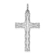 Laser Designed Cross Charm Pendant in Real 925 Sterling Silver