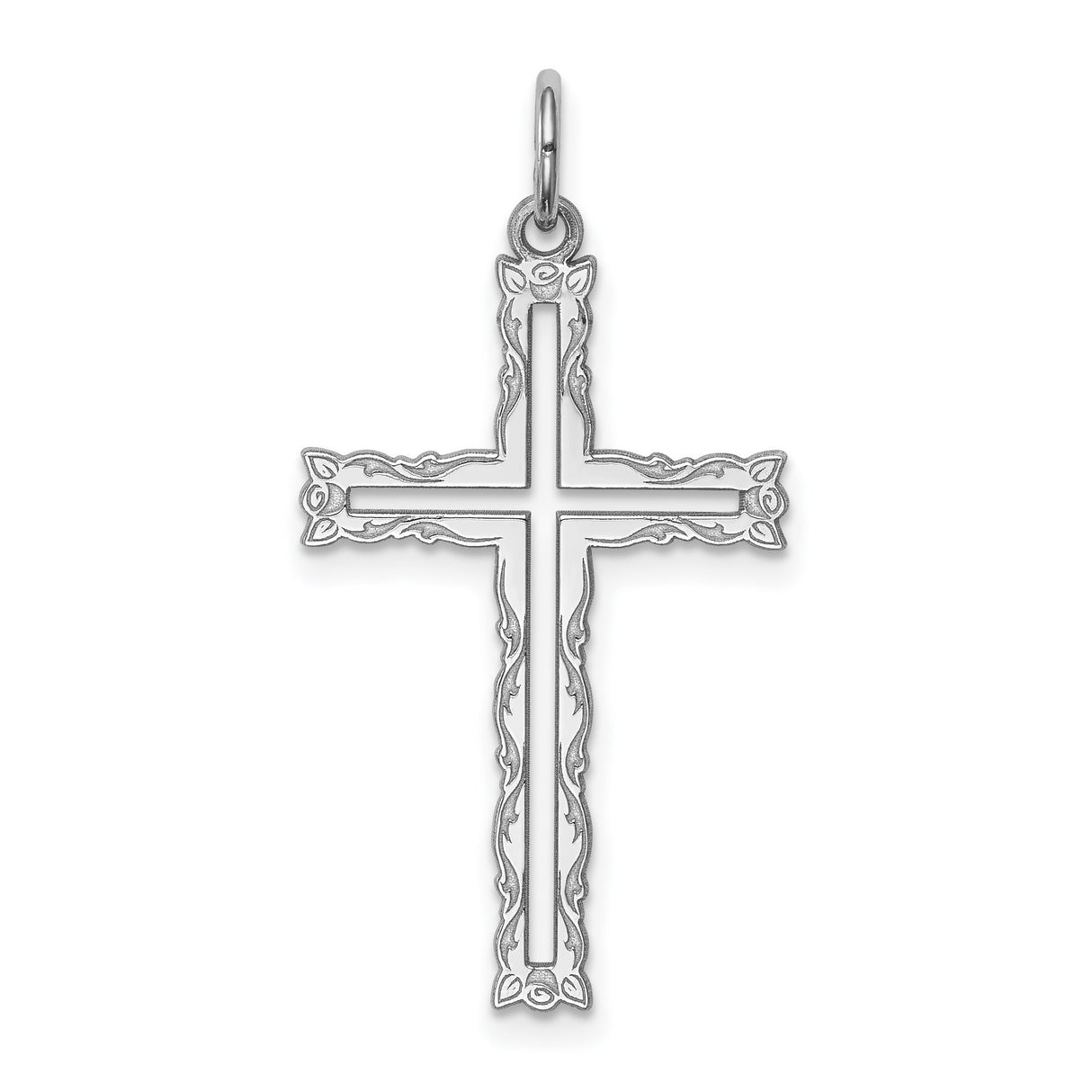 Laser Designed Cross Charm Pendant in Real 925 Sterling Silver