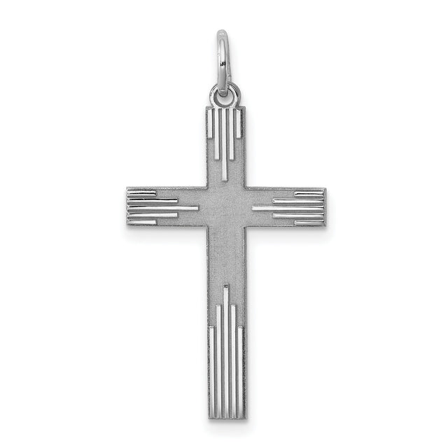 Laser Designed Cross Charm Pendant in Real 925 Sterling Silver