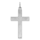 Sterling Silver Cross Pendant with Diagonal Pattern and Matte Polished Finish